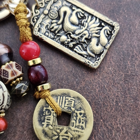 Chinese Feng Shui-inspired Purse Charm or Keychain Asian Boho Handcrafted - Picture 3 of 7